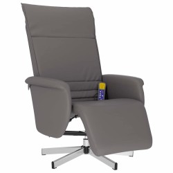Fauteuil inclinable de massage repose-pieds gris similicuir 583889583889