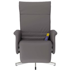 Fauteuil inclinable de massage repose-pieds gris similicuir 583889583889