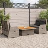Salon de jardin 3 pcs avec coussins Gris Résine tressée 583890583890