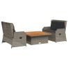 Salon de jardin 3 pcs avec coussins Gris Résine tressée 583890583890