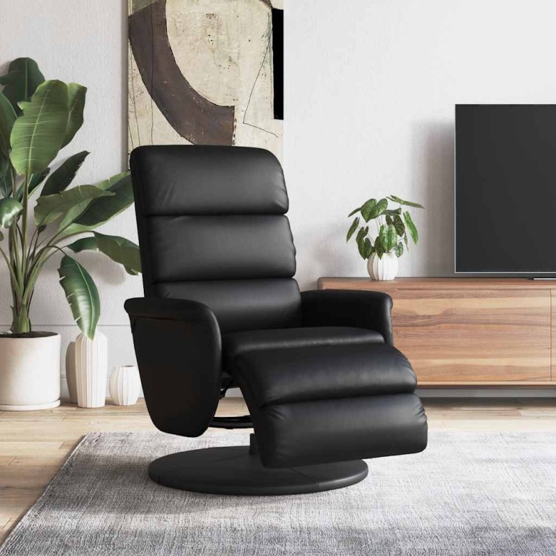 Fauteuil inclinable avec repose-pieds noir similicuir 583898583898