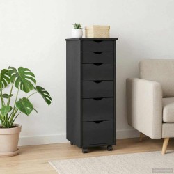 Cabinet roulant Gris 34 x 39 x 93,5 cm Bois de Pin Massif 583909583909