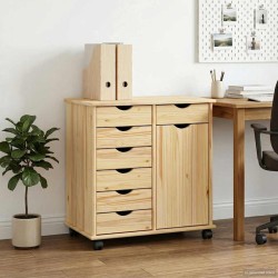 Cabinet roulant Marron 63,5 x 39 x 65,5 cm Bois de Pin Massif 583911583911