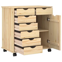 Cabinet roulant Marron 63,5 x 39 x 65,5 cm Bois de Pin Massif 583911583911