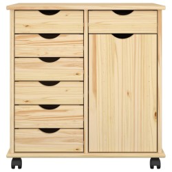 Cabinet roulant Marron 63,5 x 39 x 65,5 cm Bois de Pin Massif 583911583911