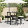 Ensemble de bar de jardin 5 pcs avec coussins noir poly rotin 583912583912