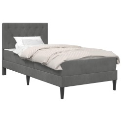 Cadre de lit avec matelas Gris foncé 100 x 200 cm Velours 583913583913