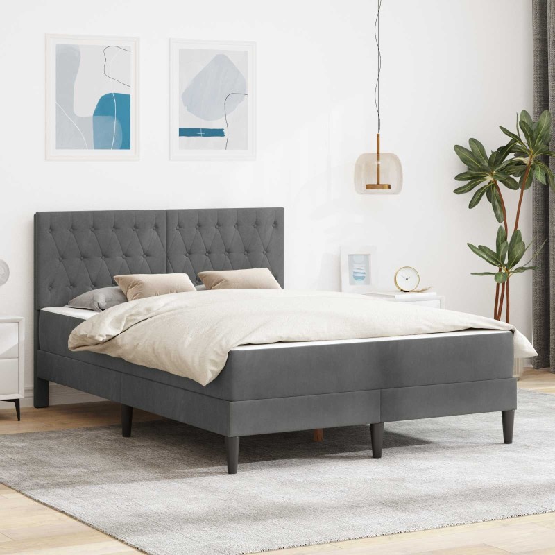 Cadre de lit avec matelas Gris foncé 120 x 200 cm Velours 583914583914