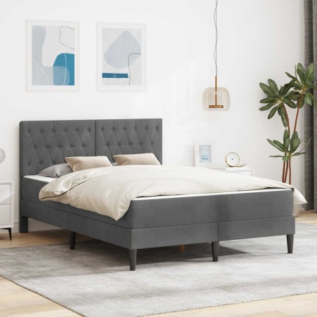 Cadre de lit avec matelas Gris foncé 120 x 200 cm Velours 583914583914