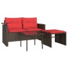 Ensemble de canapé de jardin 3 pcs avec coussins marron résine tressée 583919583919