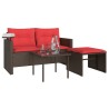 Ensemble de canapé de jardin 3 pcs avec coussins marron résine tressée 583919583919