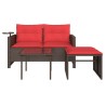 Ensemble de canapé de jardin 3 pcs avec coussins marron résine tressée 583919583919