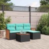 Ensemble de canapé de jardin 5 pcs avec coussins noir résine tressée 583920583920