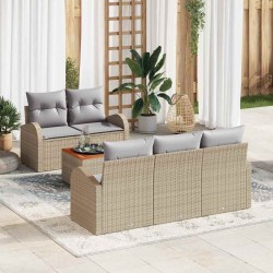 Ensemble de canapé de jardin 6 pcs Beige et Gris clair 583924583924