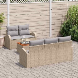 Ensemble de canapé de jardin 6 pcs Beige et Gris clair 583924583924