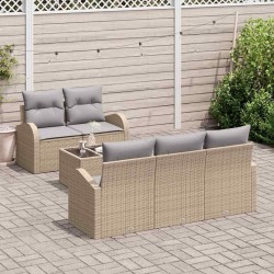 Ensemble de canapé de jardin 6 pcs Beige et gris polyrotin 583925583925