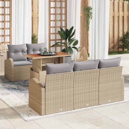 Ensemble de canapé de jardin 6 pcs Beige Poly rotin 583926583926