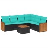 Ensemble de canapé de jardin 7 pcs avec coussins noir résine tressée 583927583927