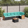 Ensemble de canapé de jardin 7 pcs avec coussins noir résine tressée 583928583928