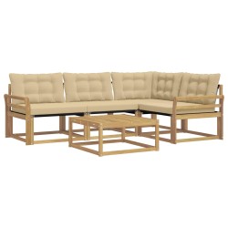 Ensemble de canapés d'extérieur 5 pcs Blanc et Beige 583938583938