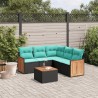 Ensemble de canapé de jardin 6 pcs avec coussins noir résine tressée 583969583969