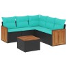 Ensemble de canapé de jardin 6 pcs avec coussins noir résine tressée 583969583969