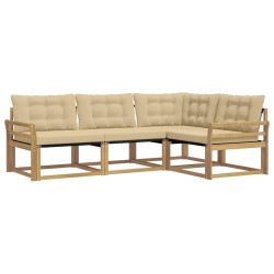 Ensemble de canapés d'extérieur 4 pcs Blanc et Beige 583982583982