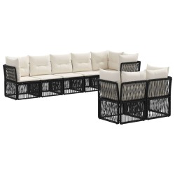 Ensemble de canapé de jardin 8 pcs Noir polyrotin 583983583983