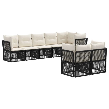 Ensemble de canapé de jardin 8 pcs Noir polyrotin 583983583983
