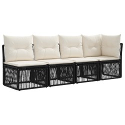 Ensemble de canapé de jardin 8 pcs Noir polyrotin 583983583983