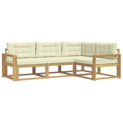 Ensemble de canapés d'extérieur 3 pcs Blanc et crème Polyester 583985583985