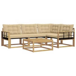 Ensemble de canapés d'extérieur 5 pcs Blanc et Beige 583988583988