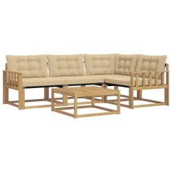 Ensemble de canapés d'extérieur 5 pcs Blanc et Beige 583989583989