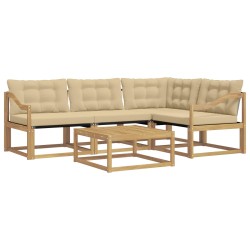 Ensemble de canapés d'extérieur 5 pcs Blanc et Beige 583990583990