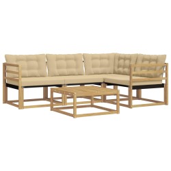 Ensemble de canapés d'extérieur 5 pcs Blanc et Beige 583991583991