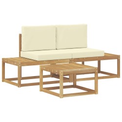 Ensemble de canapés d'extérieur 3 pcs Blanc et crème Polyester 583992583992