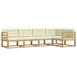 Ensemble de canapés d'extérieur 4 pcs Blanc et crème Polyester 583994583994