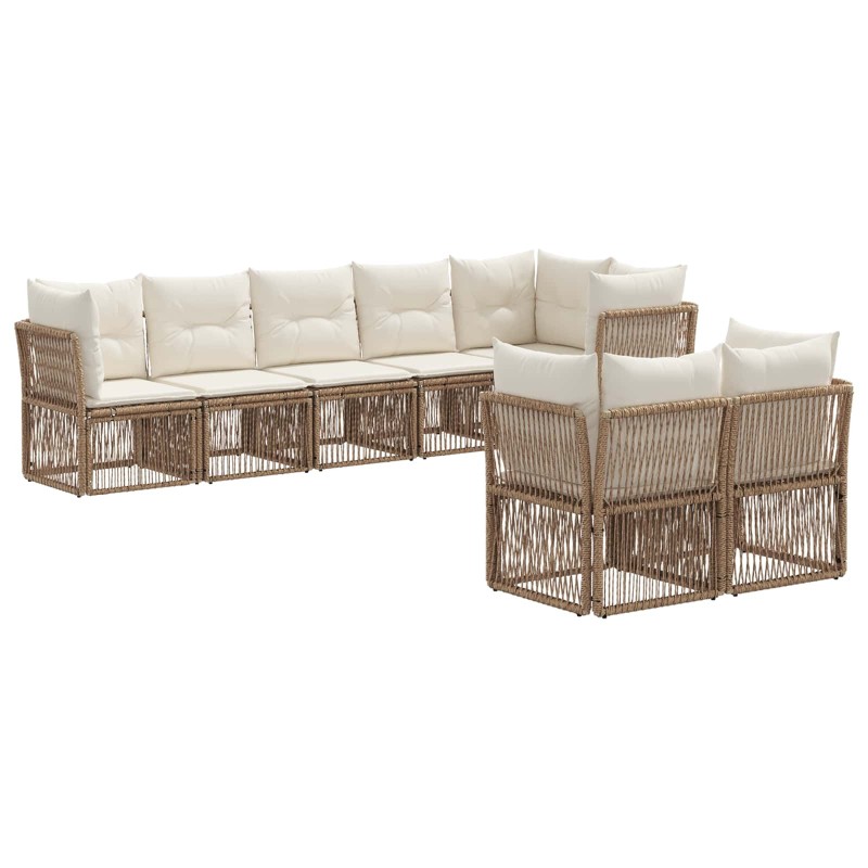 Ensemble de canapé de jardin 8 pcs Beige polyrotin 584001584001