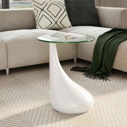 Table basse avec dessus de table en verre rond Blanc brillant  584003584003