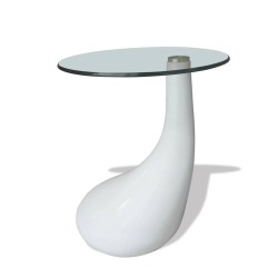 Table basse avec dessus de table en verre rond Blanc brillant  584003584003