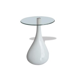 Table basse avec dessus de table en verre rond Blanc brillant  584003584003