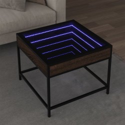 Table basse avec LED Infinity chêne marron 50x50x41 cm 584004584004