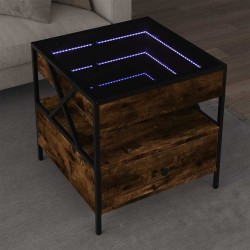 Table basse avec LED Infinity chêne fumé 50x50x51 cm 584005584005