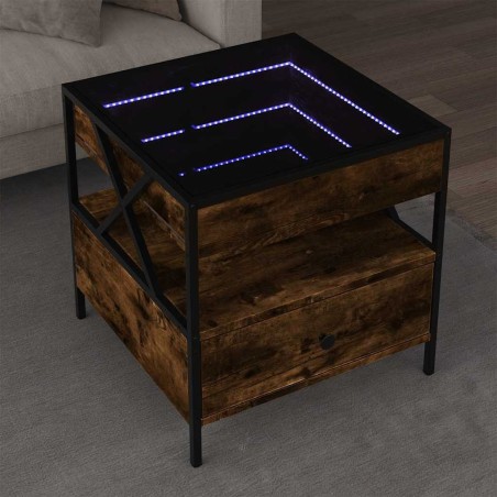 Table basse avec LED Infinity chêne fumé 50x50x51 cm 584005584005