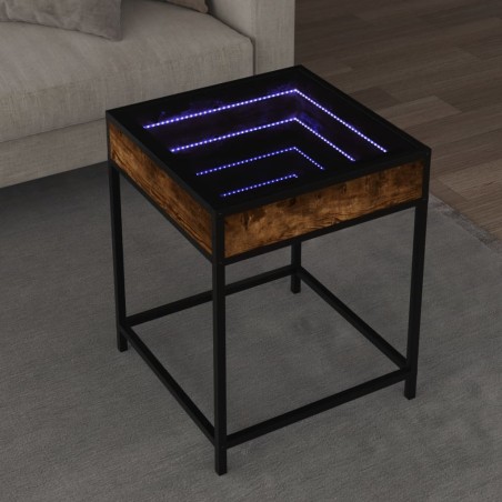 Table basse avec LED Infinity chêne fumé 40x40x51 cm 584006584006