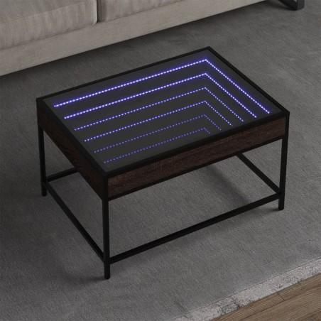 Table basse avec LED infini chêne marron 70x50x41 cm 584007584007