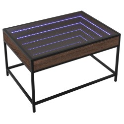 Table basse avec LED infini chêne marron 70x50x41 cm 584007584007