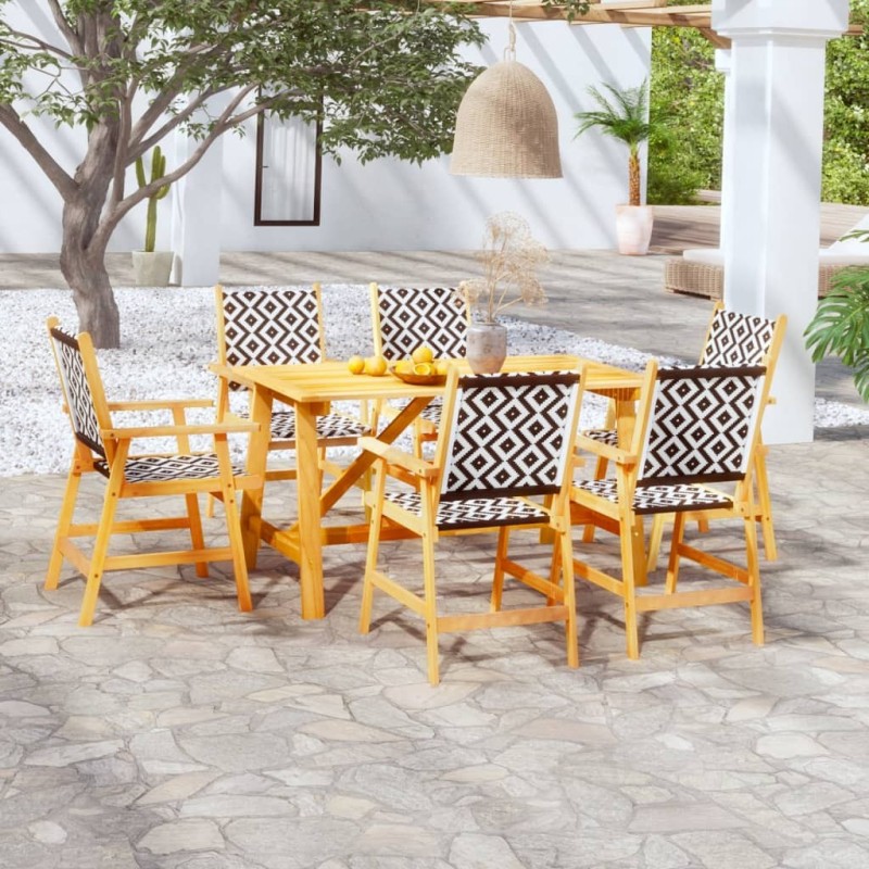 Ensemble à manger de jardin 7 pcs Bois d'acacia solide 584008584008