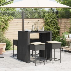 Ensemble de bar de jardin 5 pcs avec coussins noir poly rotin 584016584016