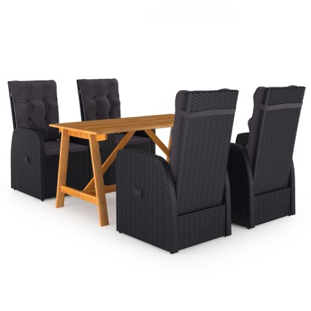 Ensemble à manger de jardin 5 pcs Noir 584017584017